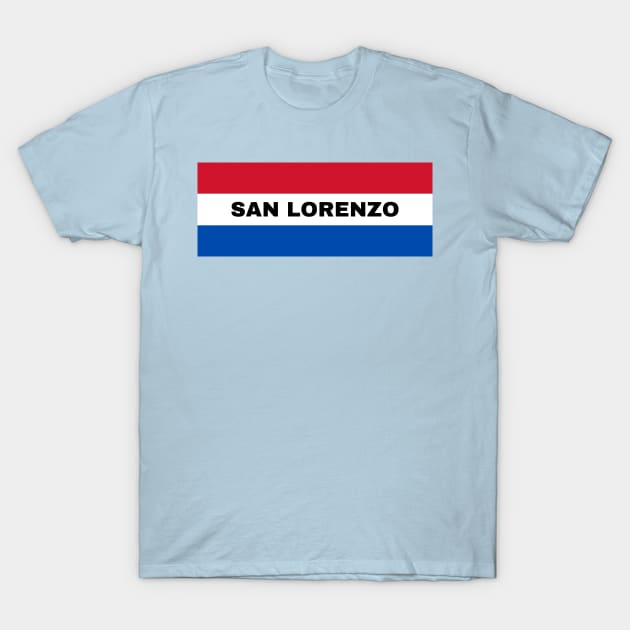 San Lorenzo City in Paraguay Flag Colors T-Shirt by aybe7elf